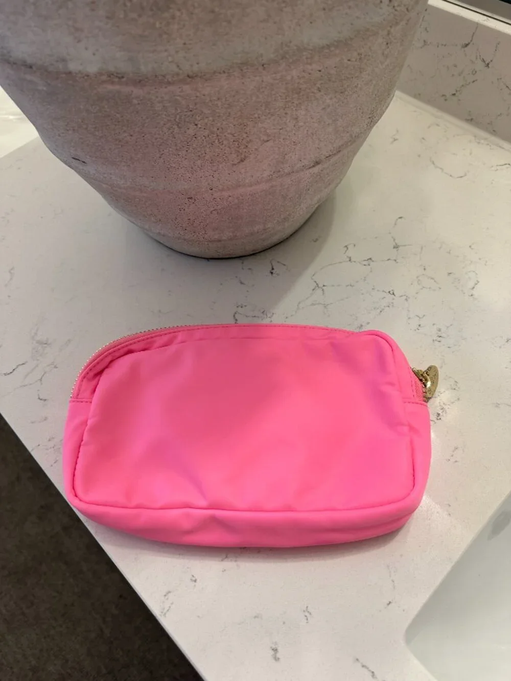 Stoney Clover Lane Makeup Embroidered Pouch in Bubblegum